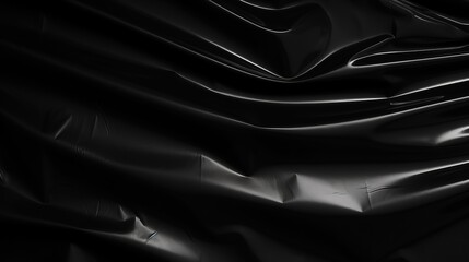 Realistic polyethylene texture on black background. Wrinkled packaging