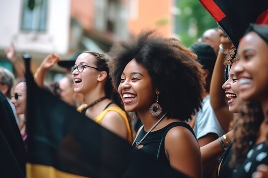 Afro-American Woman Celebrating People of Color's Rights Day