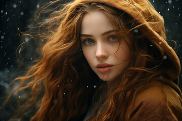 Naklejka premium Fashion woman close-up portrait. Sensual and glamour lux female style. Cover magazine, wallpaper and poster design. Digital art concept