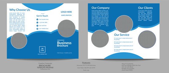 Business Brochure. Flyer Design. Leaflets 3 fold Template. Cover Book and Magazine. Annual Report Vector illustration