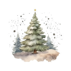 Scandinavian Christmas Watercolor Elements, without background in PDF format