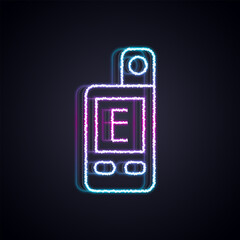 Glowing neon line Light meter icon isolated on black background. Hand luxmeter. Exposure meter - a device for measuring the brightness. Vector