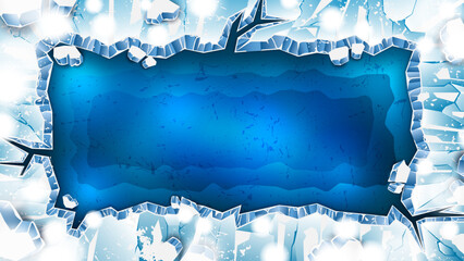Rectangle Shaped Ice Cracks As a Winter Background