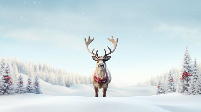 Reindeer with red nose and Santa hat on white background 3D Rendering, 3D Illustration photography ::10 , 8k, 8k render
