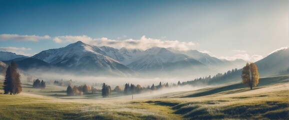 Landscape of a misty valley