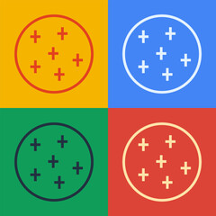 Pop art line Full moon icon isolated on color background. Cloudy night sign. Sleep dreams symbol. Night or bed time sign. Vector