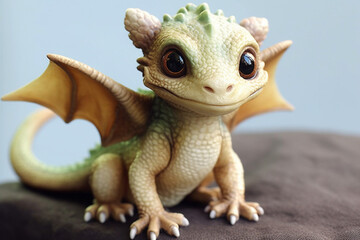 Delight in the charm of a small dragon toy, a funny companion for moments of enchantment and play. Ai generated