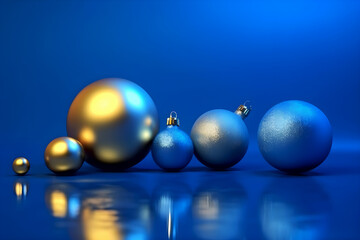 Blue festive background with beautiful Christmas layers and copy space