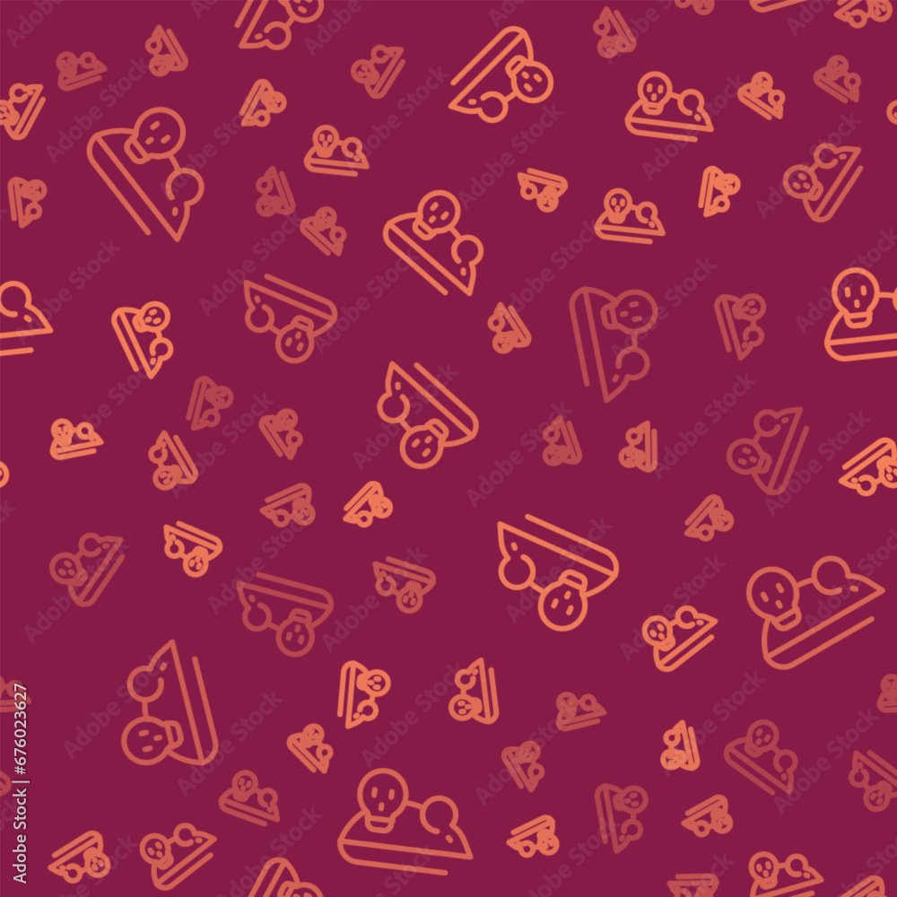Aufkleber brown line experimental mouse icon isolated seamless pattern on red background. vector