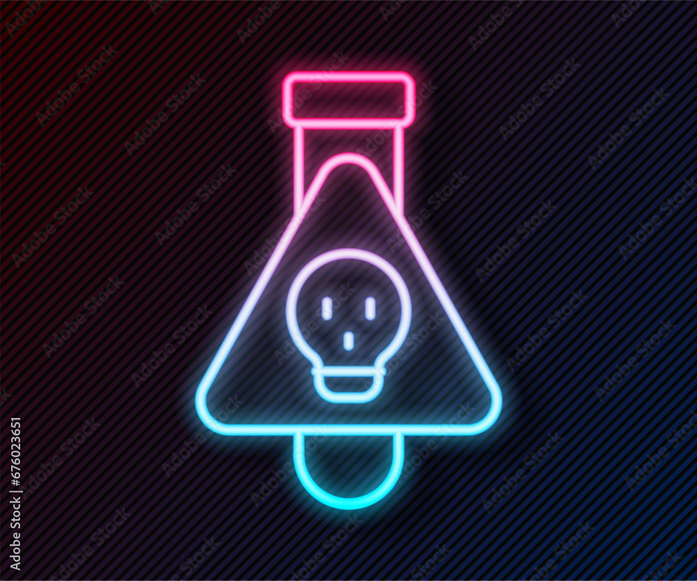 Aufkleber glowing neon line bottle with potion icon isolated on black background. flask with magic potion. hap