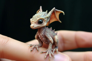 Delight in the charm of a small dragon toy, a funny companion for moments of enchantment and play. Ai generated