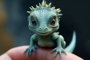 Obraz premium Delight in the charm of a small dragon toy, a funny companion for moments of enchantment and play. Ai generated