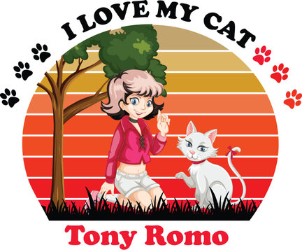 Tony Romo Is My Cute Cat, Cat name t-shirt Design