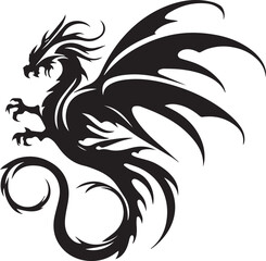 Dragon Silhouettes EPS  Vector Dragon Clipart Dragon Collection
