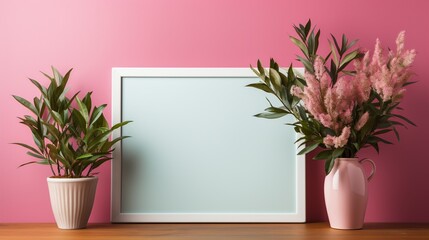 Astilbe plant vases pictureframe ai generated frame mock up plants interior