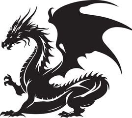 Dragon Silhouettes EPS  Vector Dragon Clipart Dragon Collection