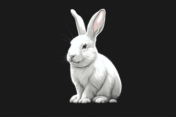 Obraz premium Minimalist White Bunny in Silverpoint. Generative AI