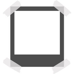 Blank polaroid photo frame with sticky tape isolated on white paper background
