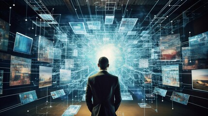 Man Networking With Technology.  Created with Generative AI.