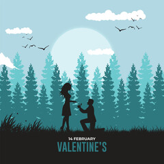silhouette valentines day celebration social media post template
