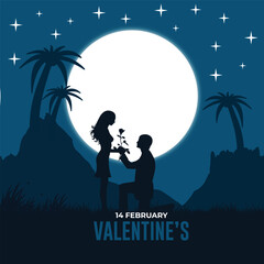 silhouette valentines day celebration social media post template
