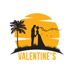 silhouette valentines day celebration social media post template

