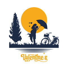 silhouette valentines day celebration social media post template
