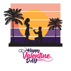 silhouette valentines day celebration social media post template
