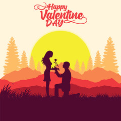 silhouette valentines day celebration social media post template
