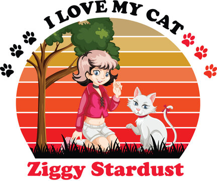 Ziggy Stardust Is My Cute Cat, Cat name t-shirt Design