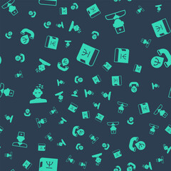 Set Psychology book, Male doctor, Dreams and Online psychological counseling on seamless pattern. Vector