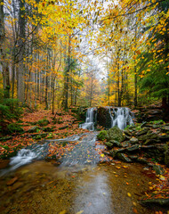 Jeseníky waterfalls, autumn, water, mountains, forest, trees, landscape, autumn, river, water, forest, fall, nature, waterfall, tree, landscape, trees, rocks, green, beautiful, rock, season, colorful