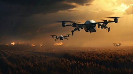 AI Generated Military Attack Drone Patrolling Skies