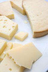 Broken Pieces of Cheeses On The Marble Cooking Table Dairy Healthy Ingredient Theme