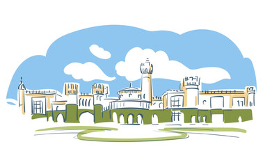 Obraz na płótnie Canvas Bangalore Palace Karnataka India vector sketch city illustration line art sketch simple