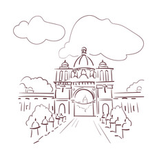 India vector sketch city illustration line art sketch simple