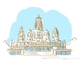 Sri Sri Radha Madhav Delhi India religion institution vector sketch city illustration line art sketch simple