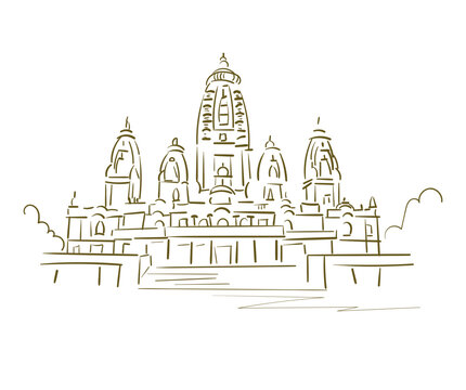 recommend clip art: Sri Sri Radha Madhav Delhi India religion institution vector sketch city illustration line art sketch simple