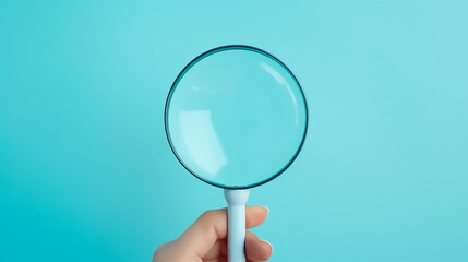 Hand holding magnifier glass