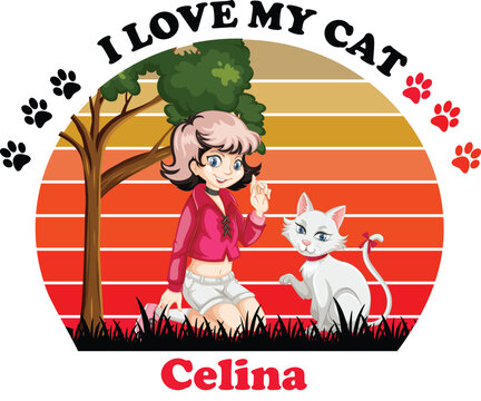 Celina Is My Cute Cat, Cat name t-shirt Design
