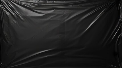 Polyethylene packages on black background. Wrinkled packaging - obrazy, fototapety, plakaty