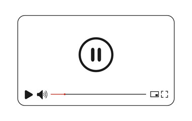 Icono en modo pausa de un reproductor de vídeo, música, multimedia sobre un fondo blanco liso y aislado. Vista de frente y de cerca. Copy space