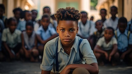 young African children at school, generative Ai