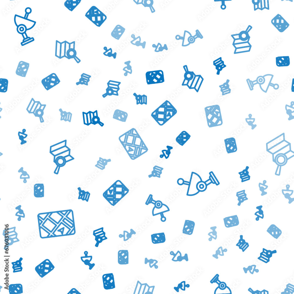 Poster set line gps device with map, radar and search location on seamless pattern. vector