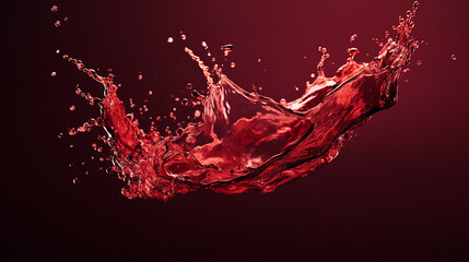 Red wine splash falling into wine glass