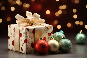 Christmas and new year gift for celebration. AI generated.