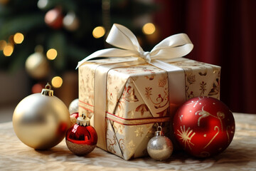 Christmas and new year gift for celebration. AI generated.
