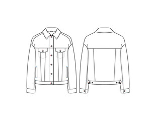 Oversized Loose Denim Trucker Jacket Womens AI Vector