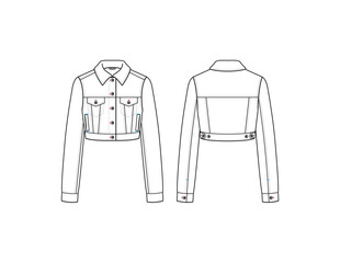 Cropped Denim Trucker Jacket Womens AI Vector