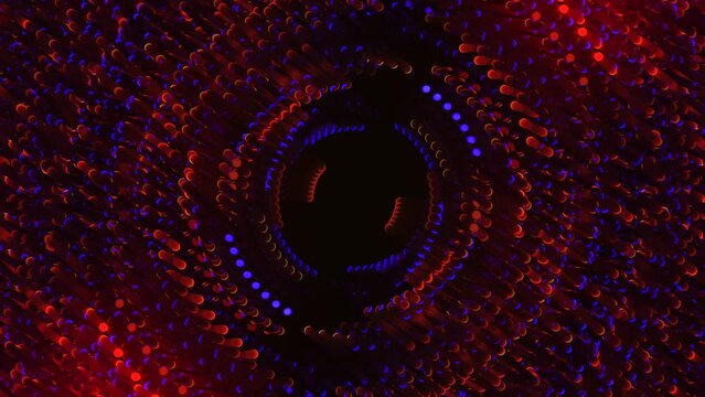 Circular wave effects. Curve wave, Radio wave, Jellyfish animation style, digital wave technology, sound, network, science, equalizer. Scientific dark pattern with structural grid and circles. 4k anim